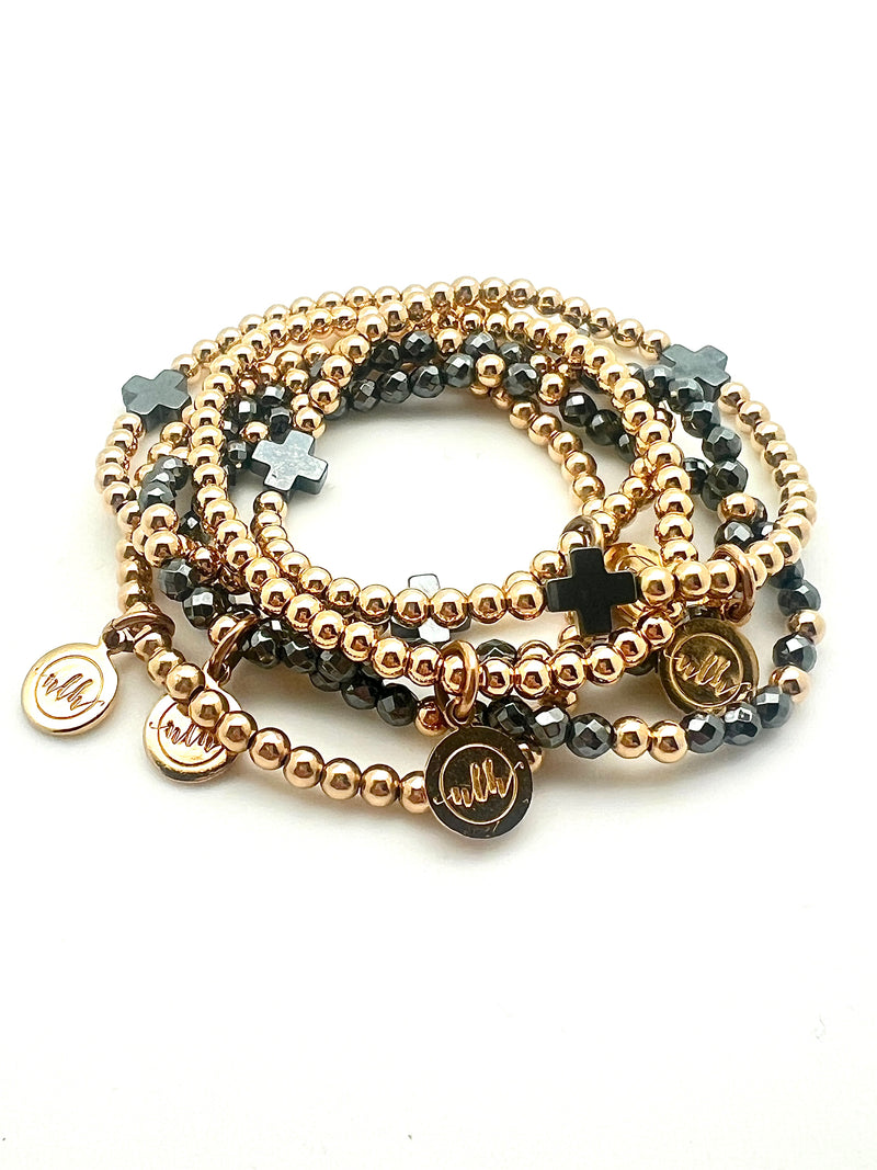 14k Gold Beads Bracelets, Gold Hematite Loose Beads