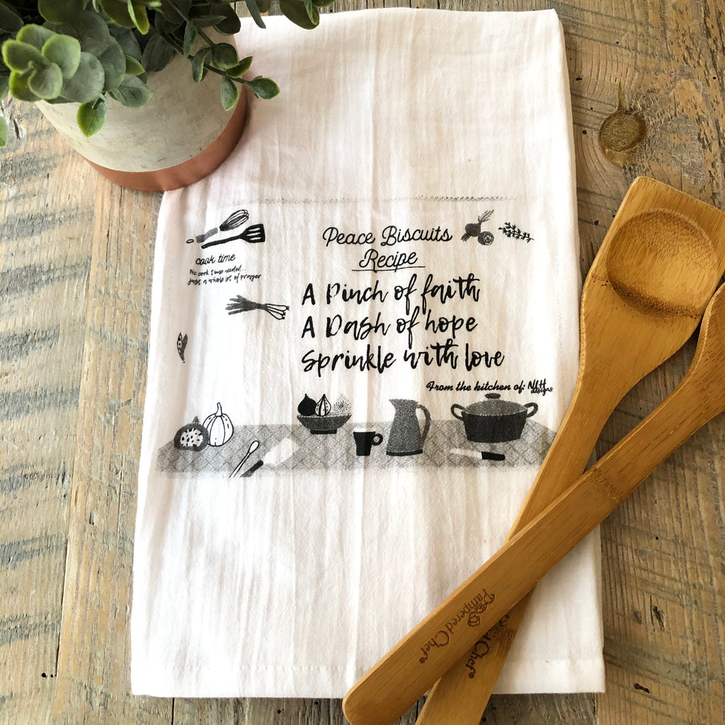 Peace Biscuit Recipe Tea Towel