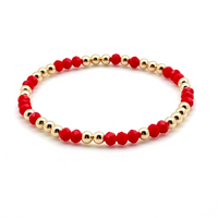 14K Gold Filled + Red Crystals Bracelet