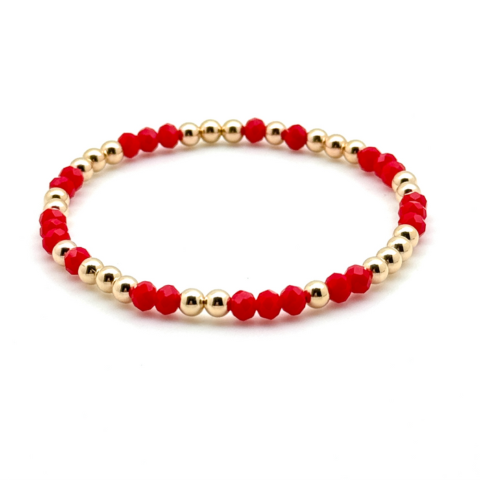 14K Gold Filled + Red Crystals Bracelet