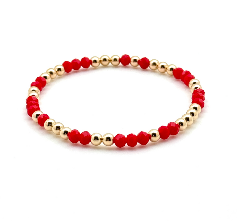 14K Gold Filled + Red Crystals Bracelet