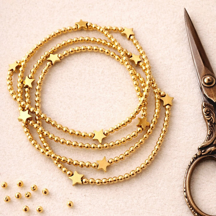 14K Gold Filled Bracelet Hematite Stars 3mm