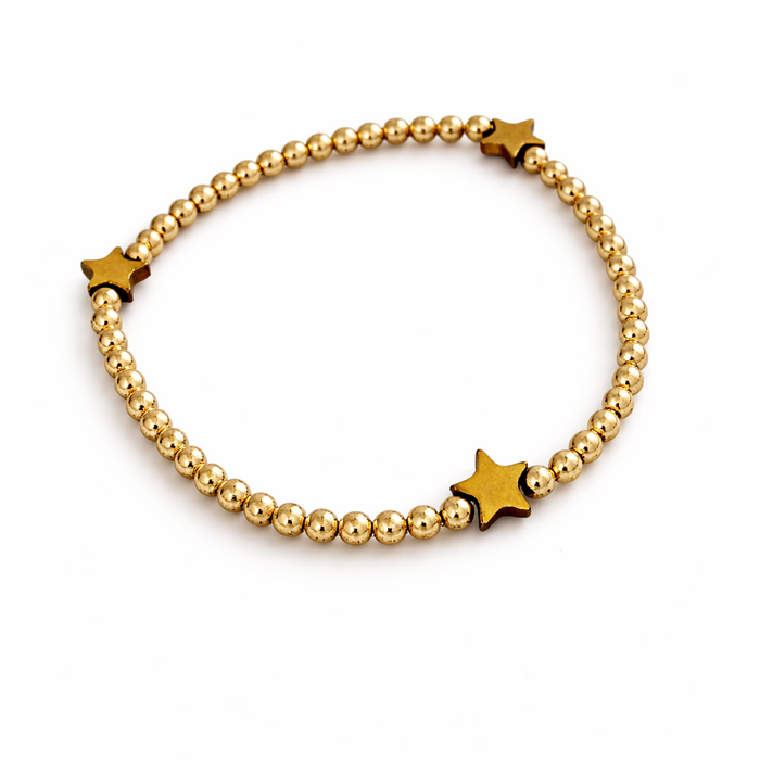 14K Gold Filled Bracelet Hematite Stars 3mm