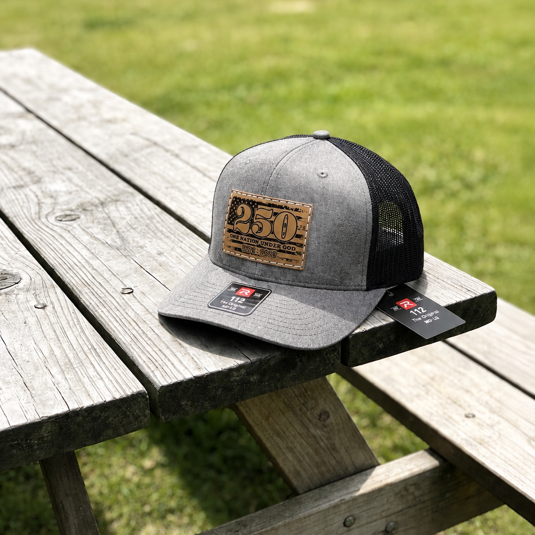 250 USA Leather Patch Richardson Hat Gray