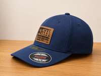 250 USA Leather Patch Blue Hat Flexfit