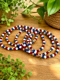14K Gold Filled + Patriotic Crystal Beads