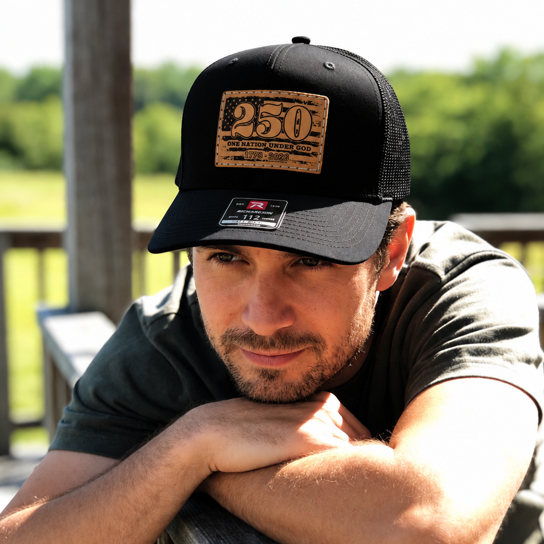250 USA Leather Patch Richardson Hat Black