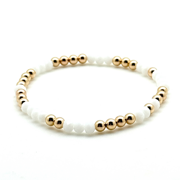 14K Gold Filled + White Crystals Bracelet