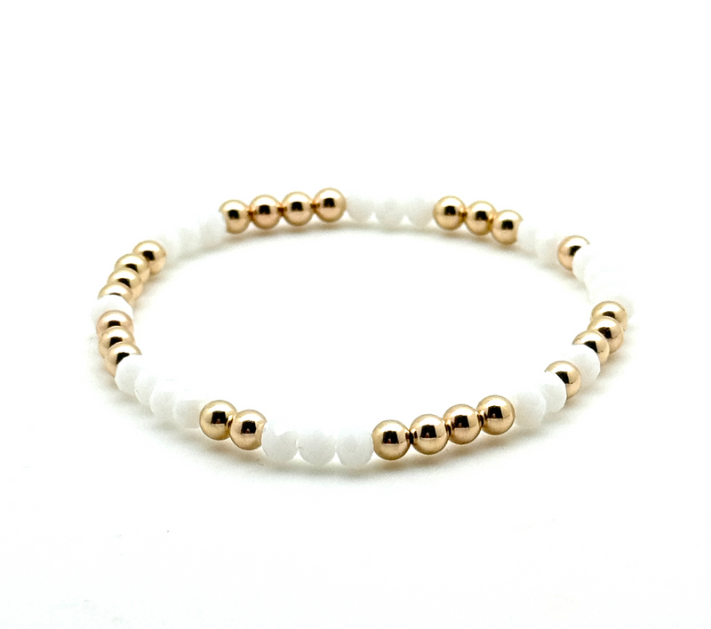 14K Gold Filled + White Crystals Bracelet