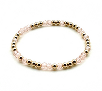 14K Gold Filled + Clear Pink Crystals Bracelet