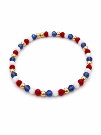 14K Gold Filled + Patriotic Crystal Beads