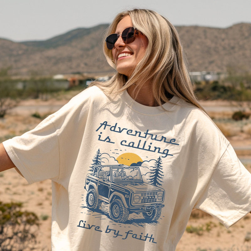 Bronco Adventure is Calling Live By Faith Tee