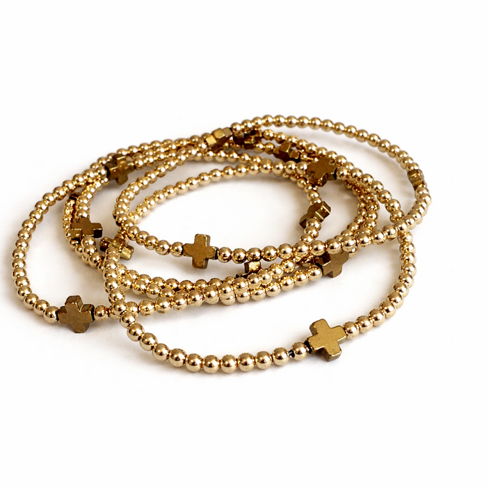 14K Gold Filled Bracelet Gold Cross 3mm