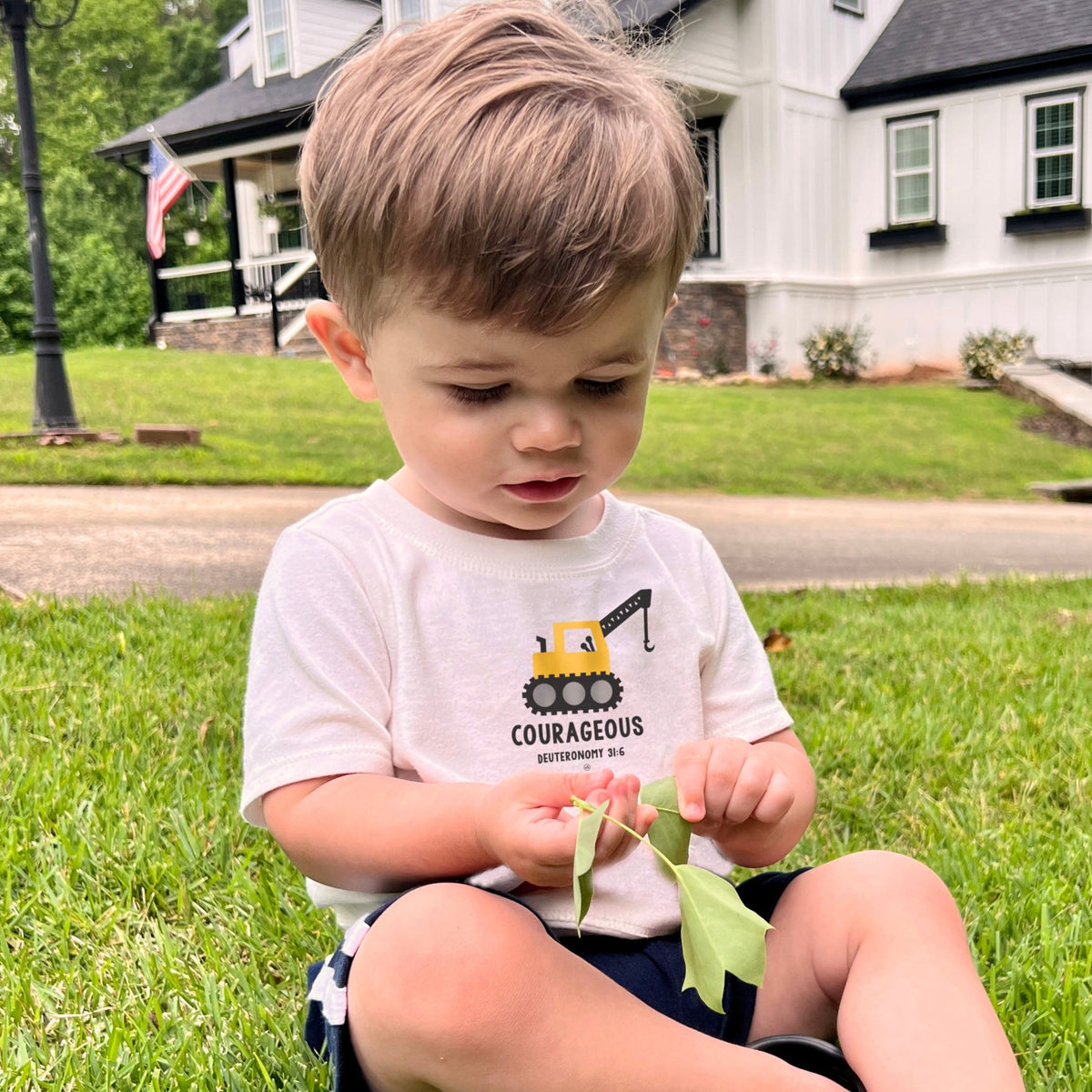 Courageous Tractor Kid's Christian Graphic Tee