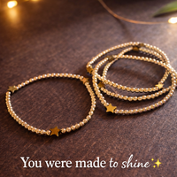 14K Gold Filled Bracelet Hematite Stars 3mm