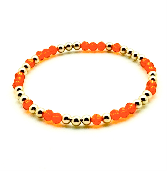 14K Gold Filled + Clear Orange Crystals Bracelet
