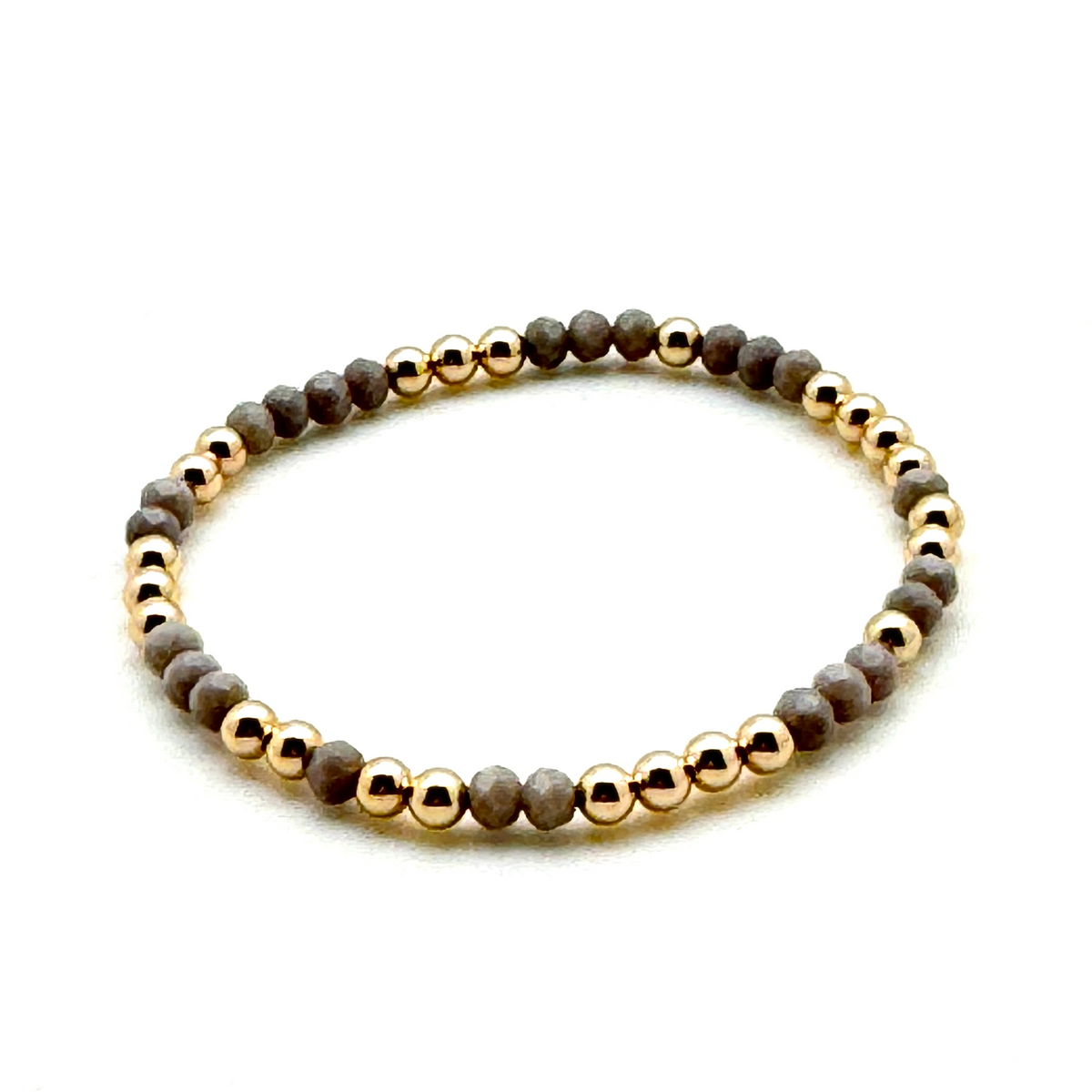 14K Gold Filled + Gray Crystal Bracelet