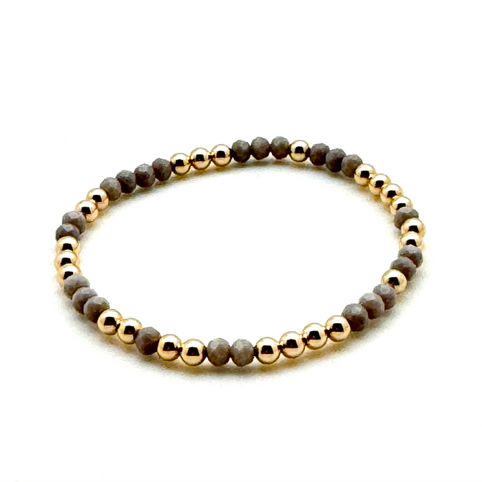 14K Gold Filled + Gray Crystal Bracelet