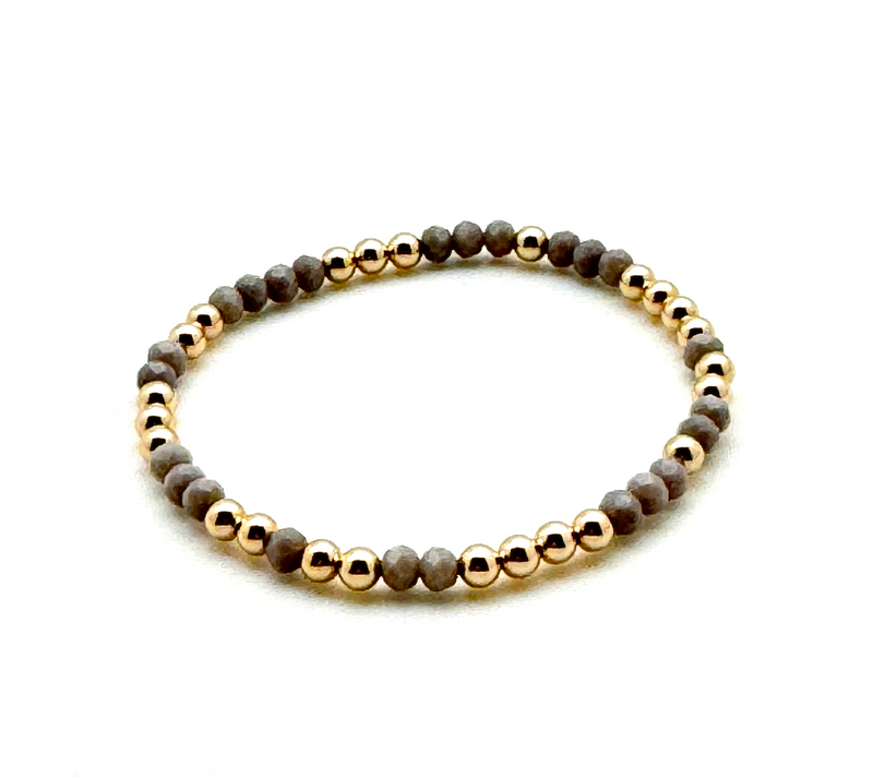 14K Gold Filled + Gray Crystal Bracelet