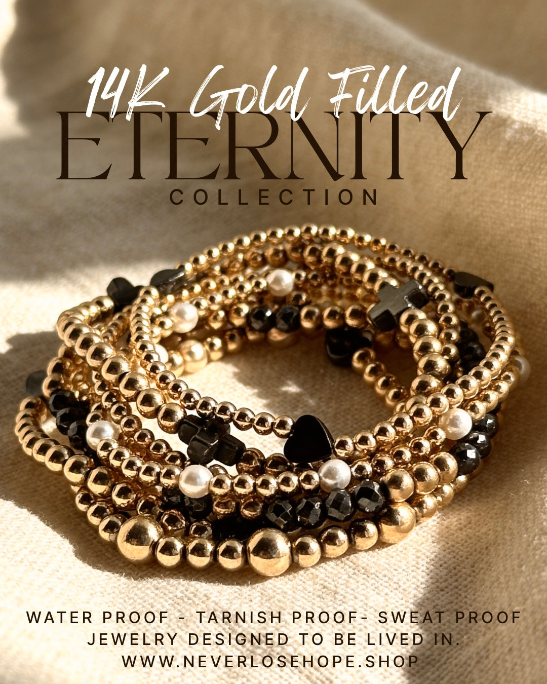 14K Gold Filled Bracelet Gold Cross 3mm