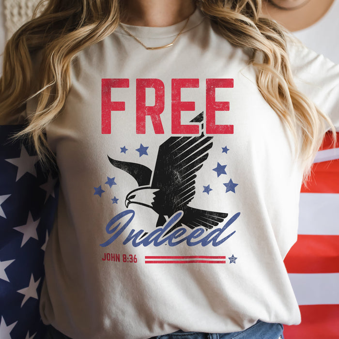 Free Indeed Eagle USA July 4th Christian Tee