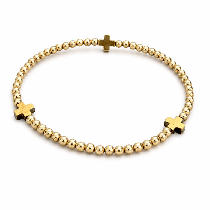 14K Gold Filled Bracelet Gold Cross 3mm