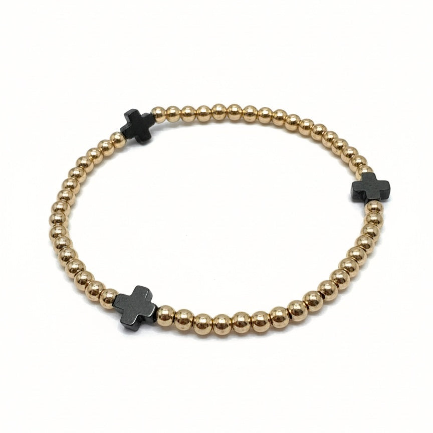 14K Gold Filled Cross Eternity Bracelet 3mm