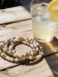 14K Gold Filled + White Crystals Bracelet