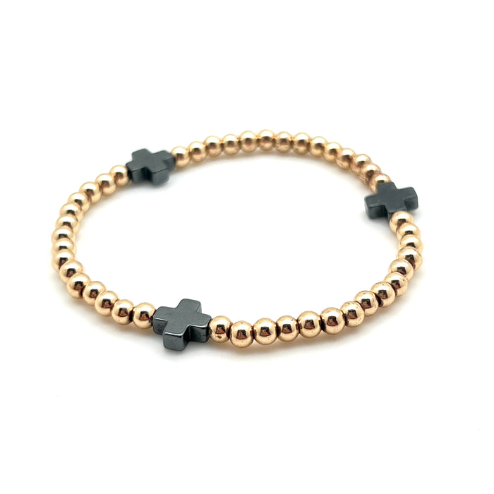 14K Gold Filled Cross Eternity Bracelet 4mm