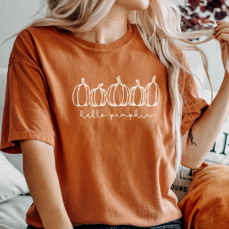 Hello Pumpkin Fall Comfort Colors Tee