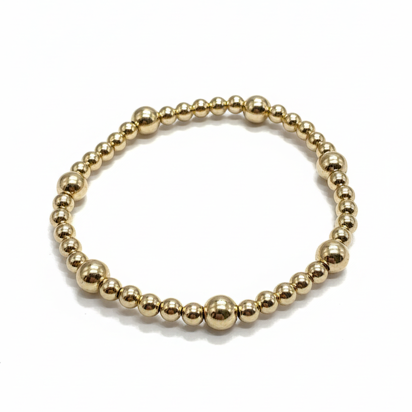 14K Gold Filled Eternity Bracelet 4+6mm Mix