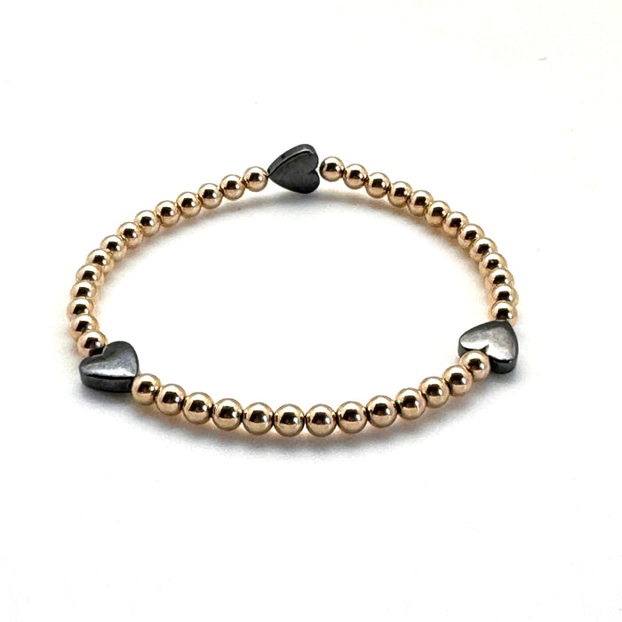 14K Gold Filled Heart Eternity Bracelet 4mm