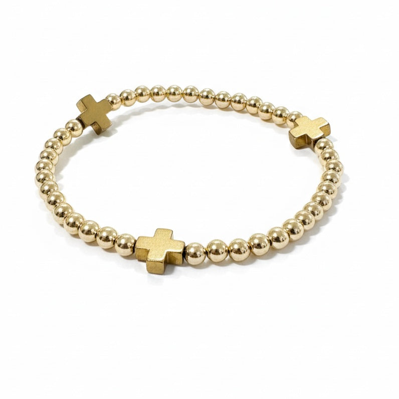 14K Gold Filled Cross Bracelet 4mm