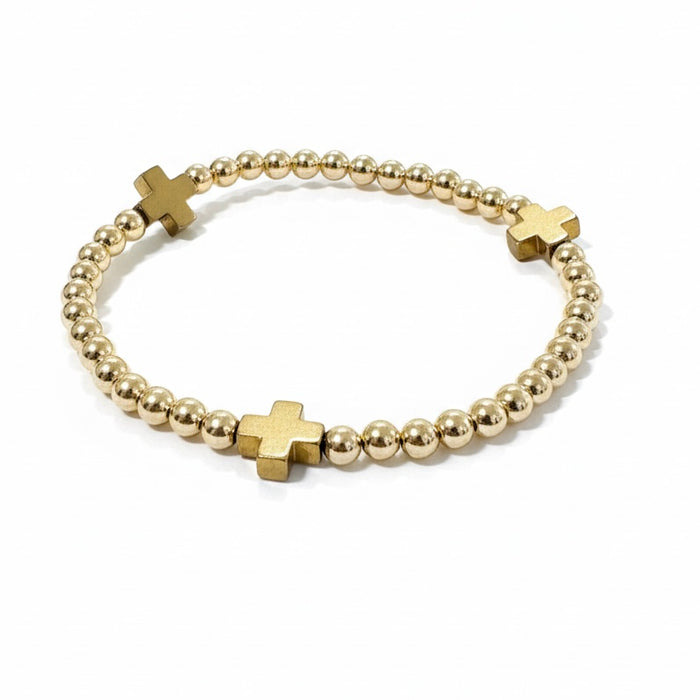 14K Gold Filled Cross Bracelet 4mm