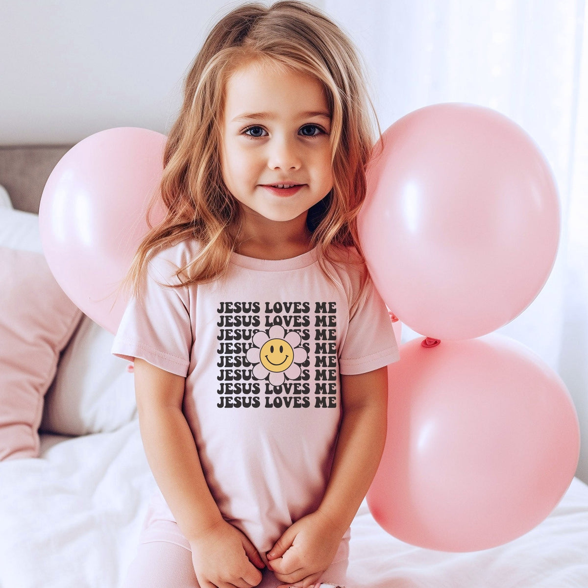 Jesus Loves Me Smiley Kid's Christian Graphic Tee