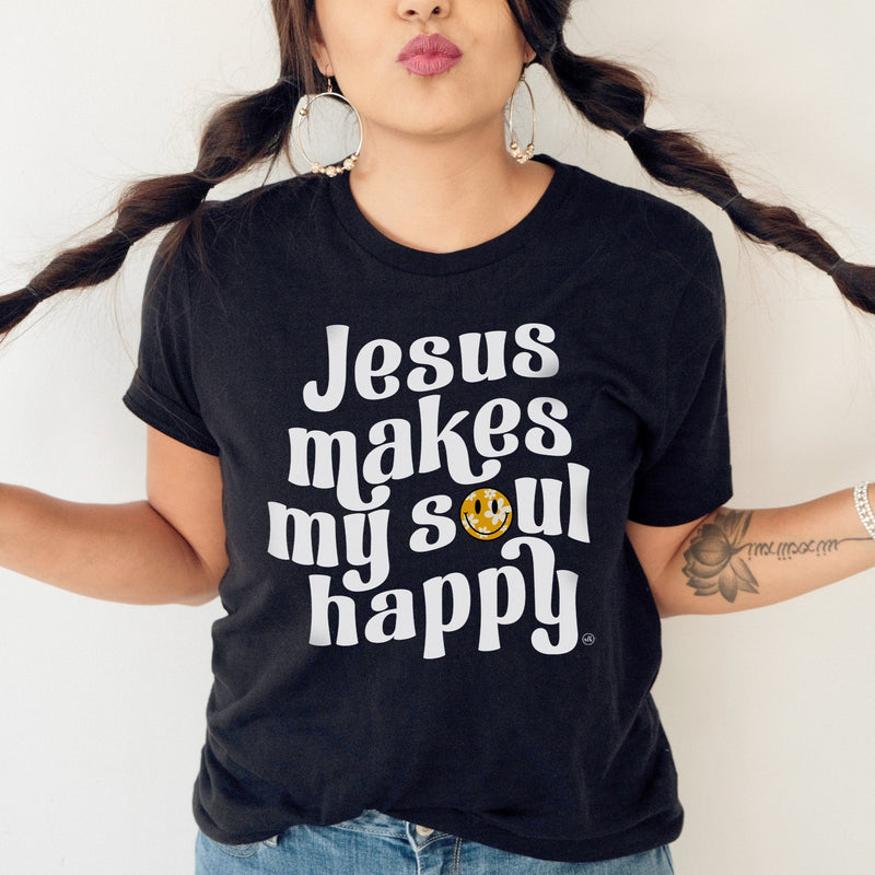 Jesus Makes My Soul Happy Smiley Faith Tee