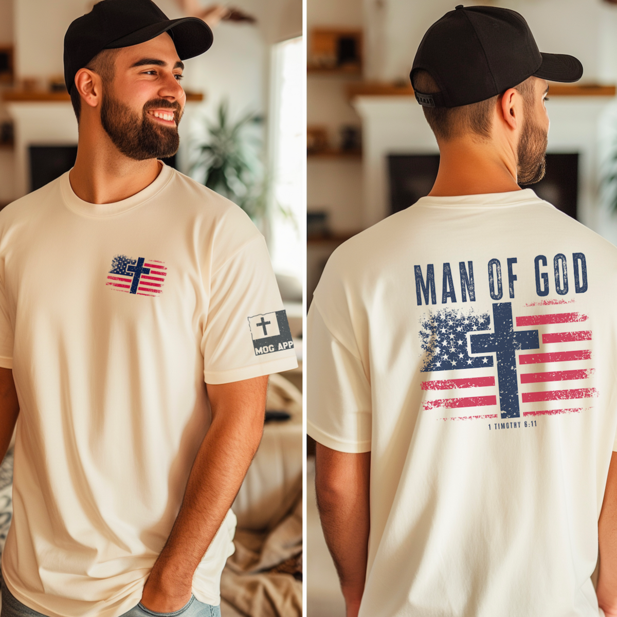 Man Of God USA Flag Graphic Tee