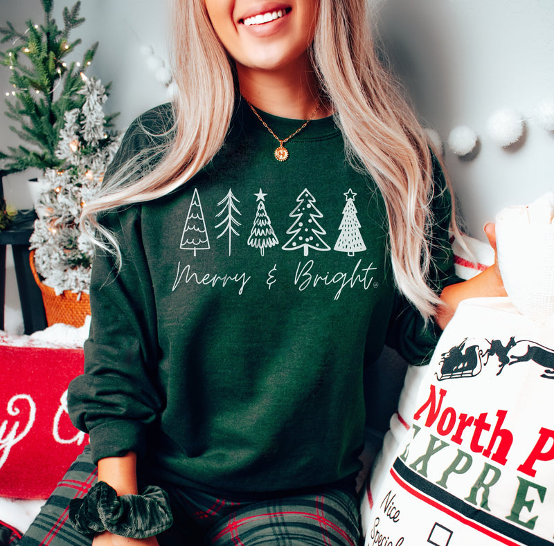 Merry & Bright Christmas Tree Sweatshirt