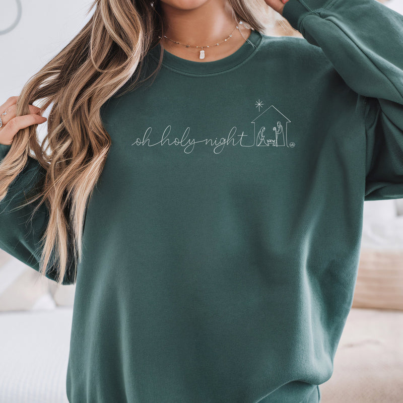 Oh Holy Night Christmas Nativity Comfort Colors Sweatshirt