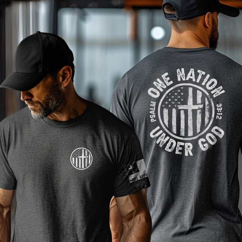 One Nation Under God Cross Christian Graphic Tee