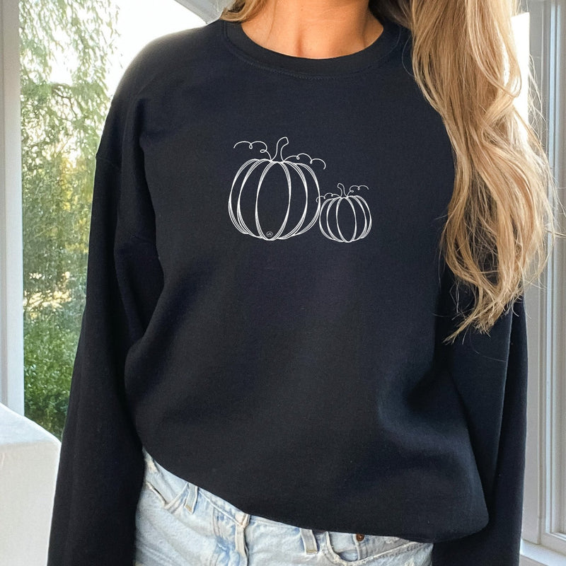 Two Little Pumpkins Hand Drawn Fall Sweatshirt