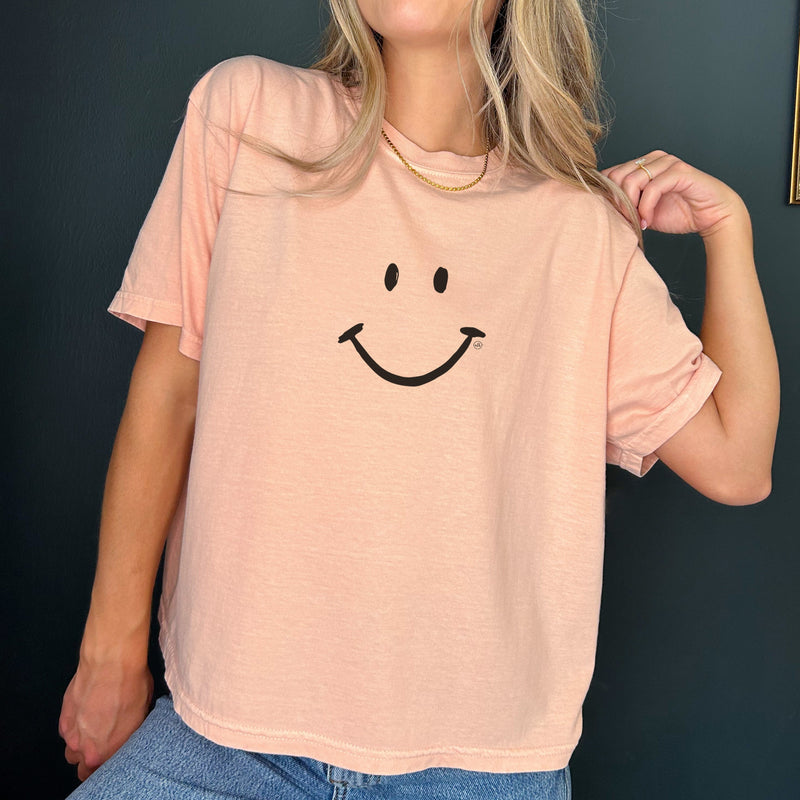 Simple Smiley Crop Boxy Tee