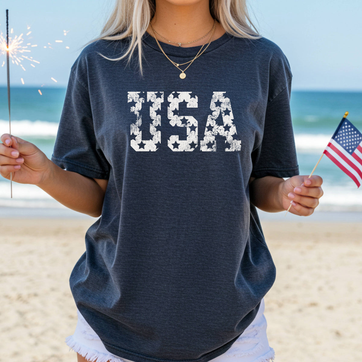 USA Stars July 4th Graphic Tee