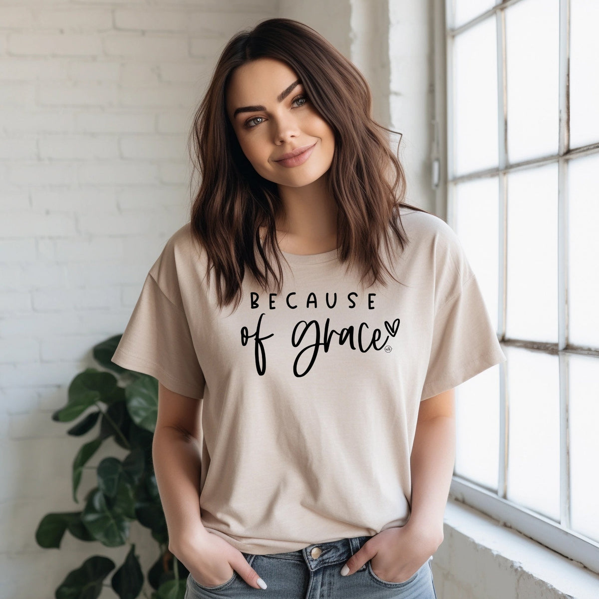 Because of Grace Christian Graphic Tee