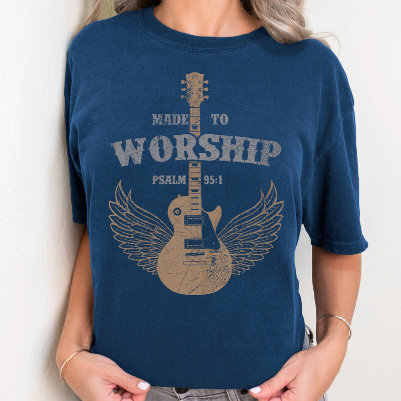 Made To Worship Navy Comfort Colors Christian T-Shirt