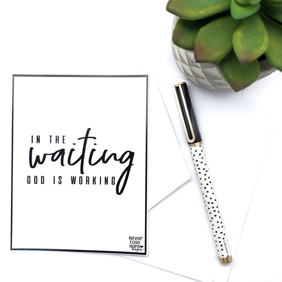 In the waiting God is working Notecard