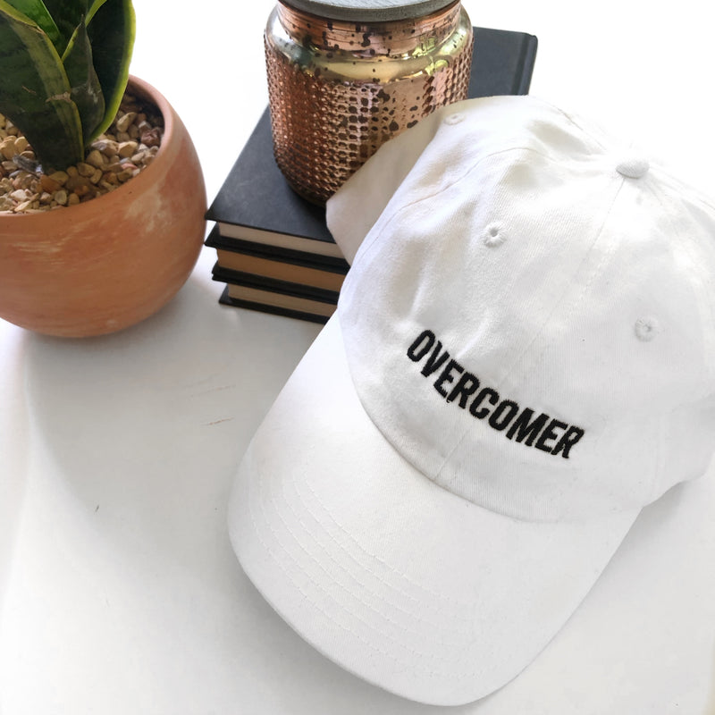 OVERCOMER Baseball Hat - White