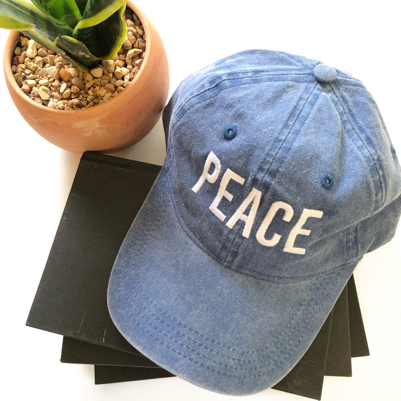 PEACE Baseball Hat - Denim
