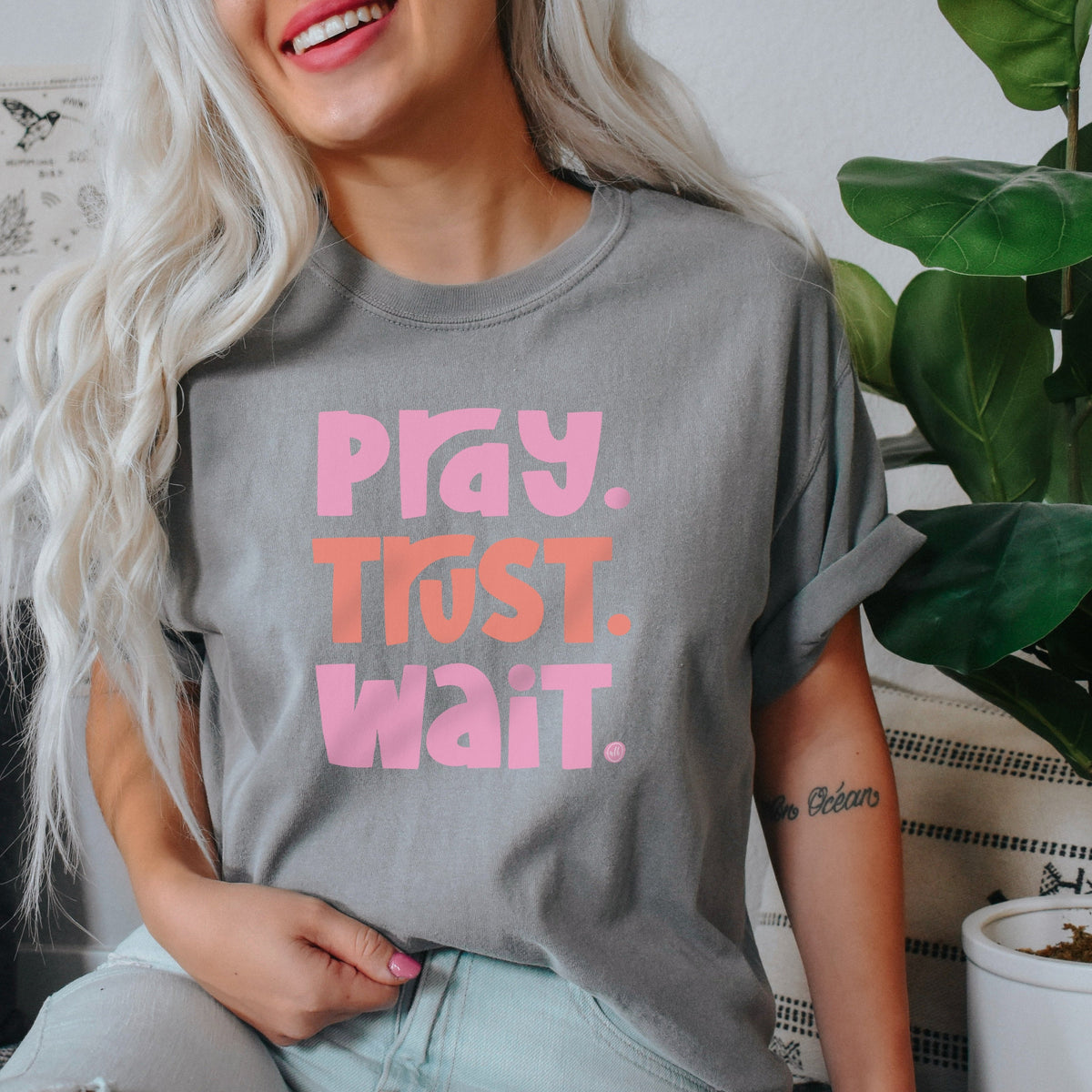 Pray Trust Wait Christian T-Shirt