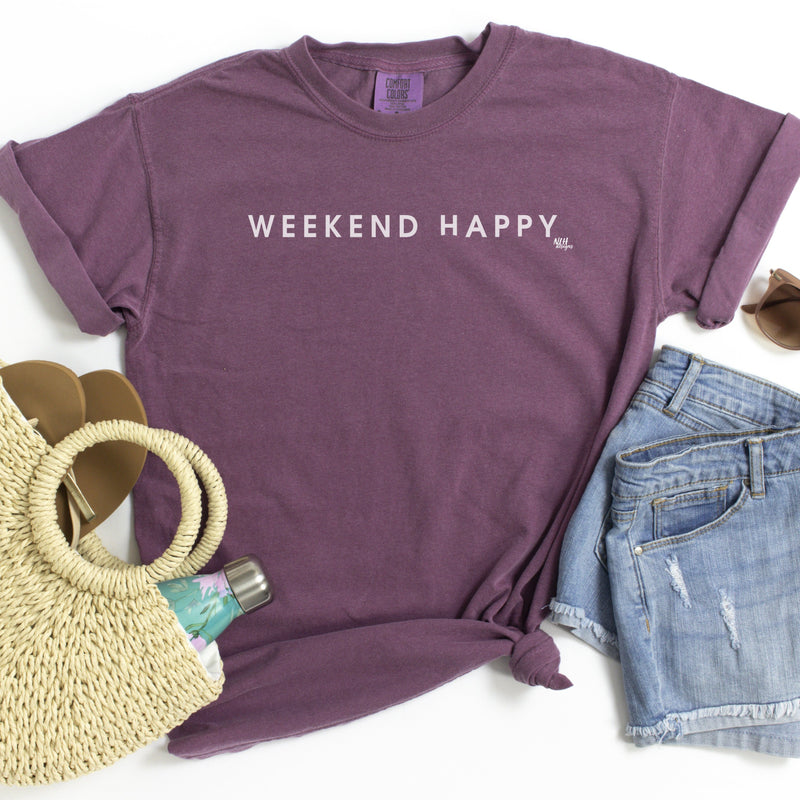 Weekend Happy Comfort Colors Short Sleeve T-Shirt